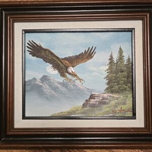 Vintage Eagle Soaring In The Sky Oil Painting By Artist W. Amadio BEAUTIFUL!!
